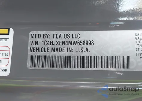 2021 Jeep Wrangler Unlimited Rubicon 4X4 из США, поврежденный, VIN 1C4HJXFN4MW658998